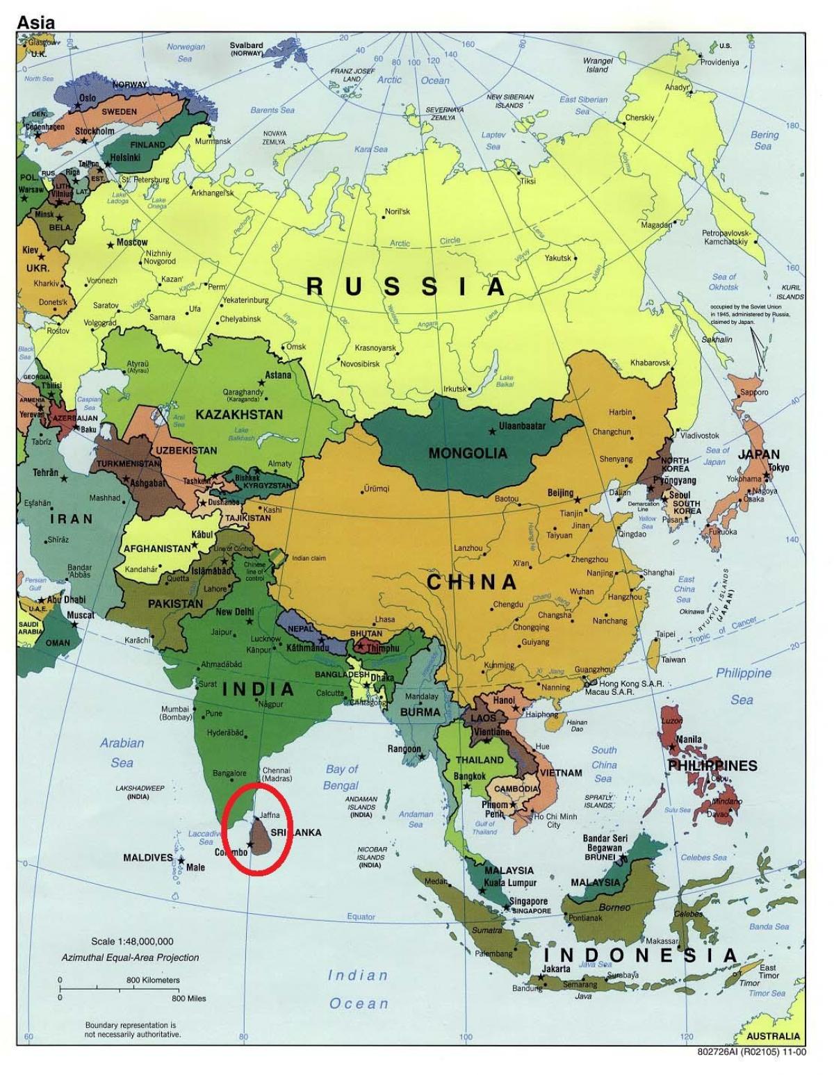 スリランカアジアでの地図