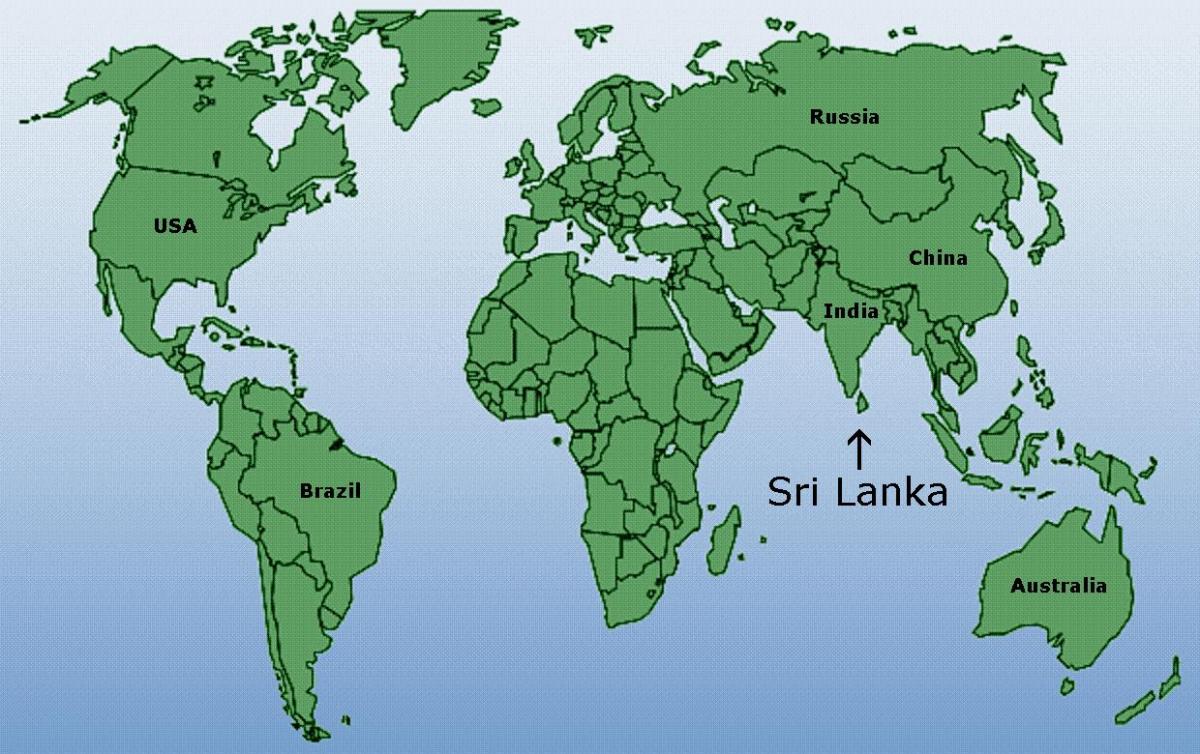 スリランカの場所が世界の地図