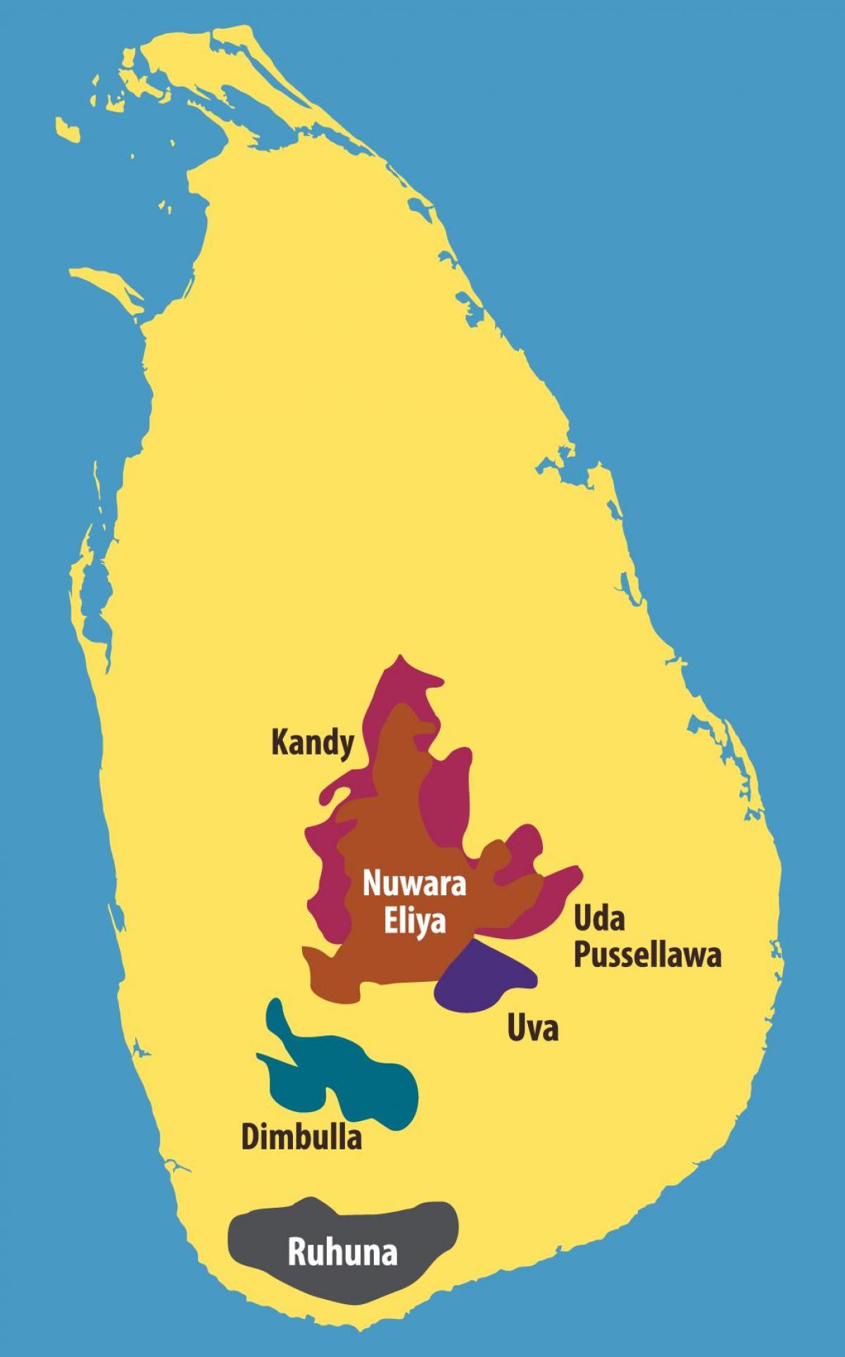 地図のスリランカの紅茶農園