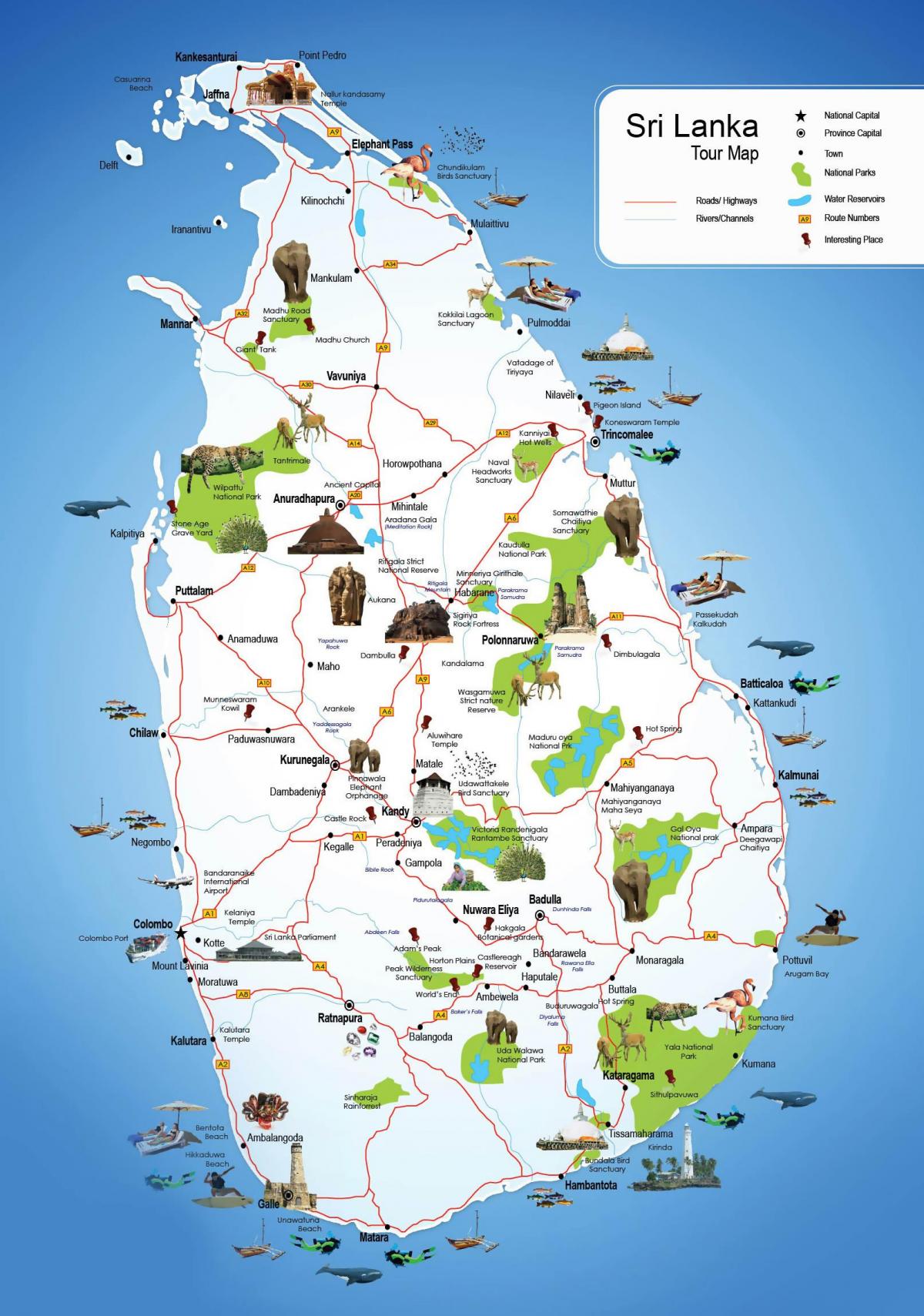 観光地スリランカの地図