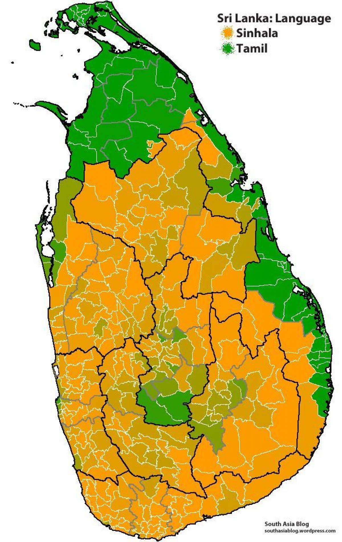 スリランカの言語地図 地図のスリランカの言語 南アジア アジア