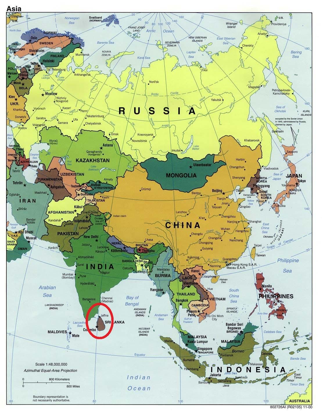 スリランカアジアでの地図