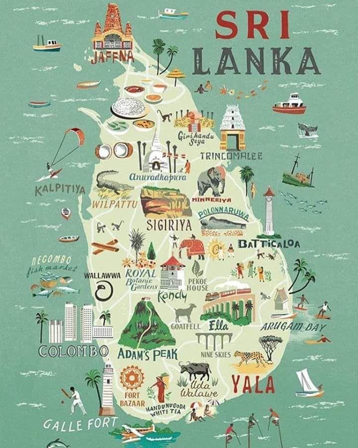 地図のスリランカの地図ポスター