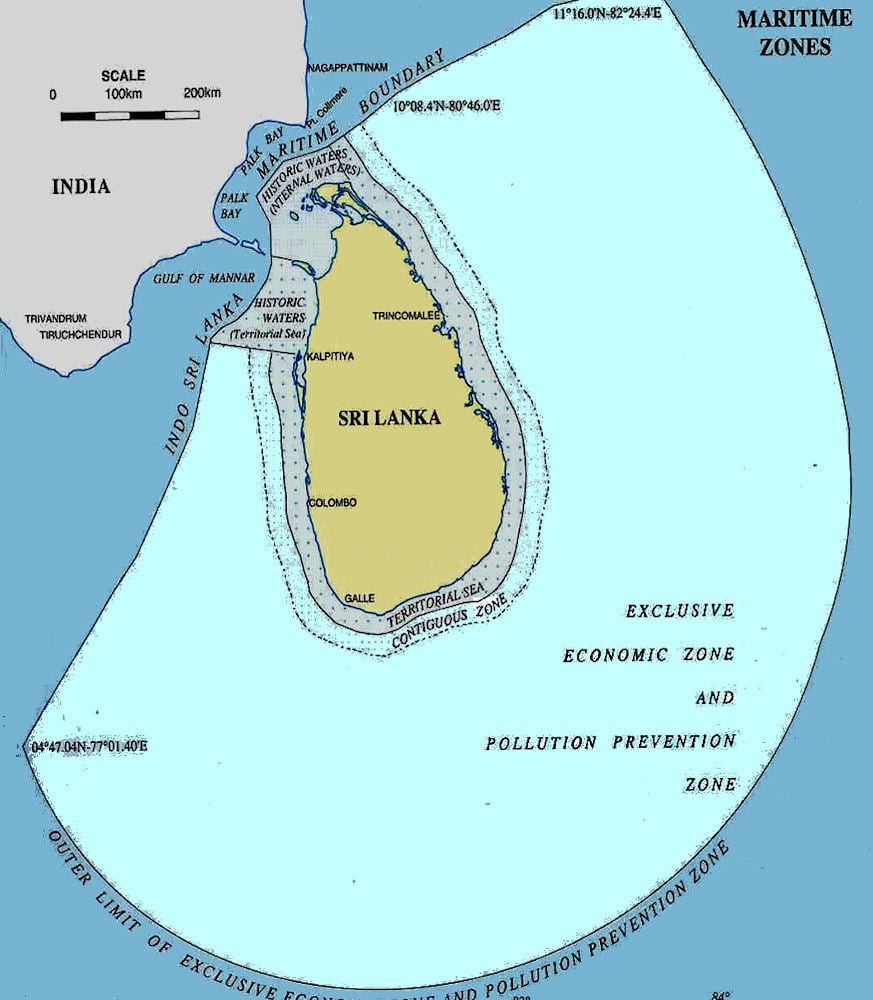 地図のスリランカ海