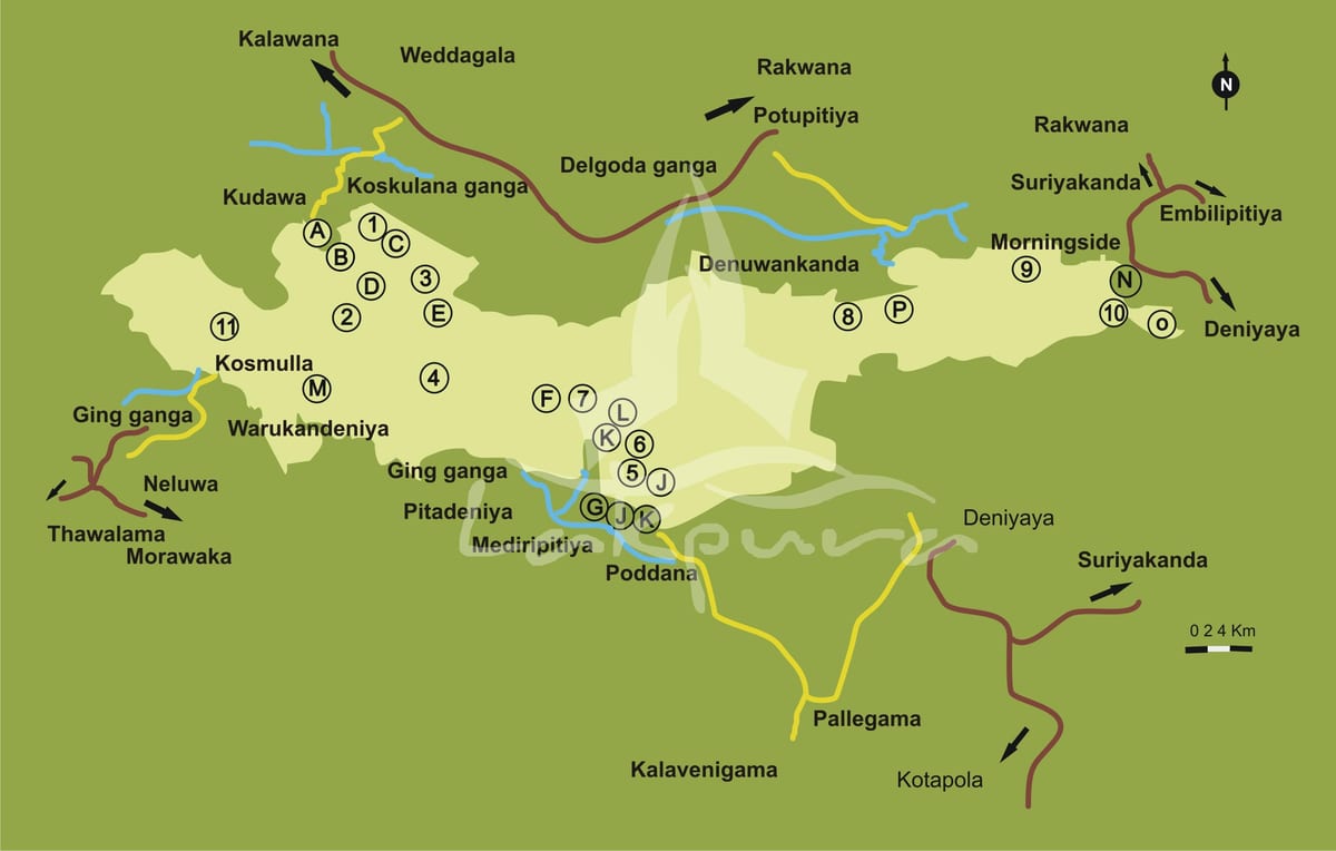 地図sinharajaスリランカ