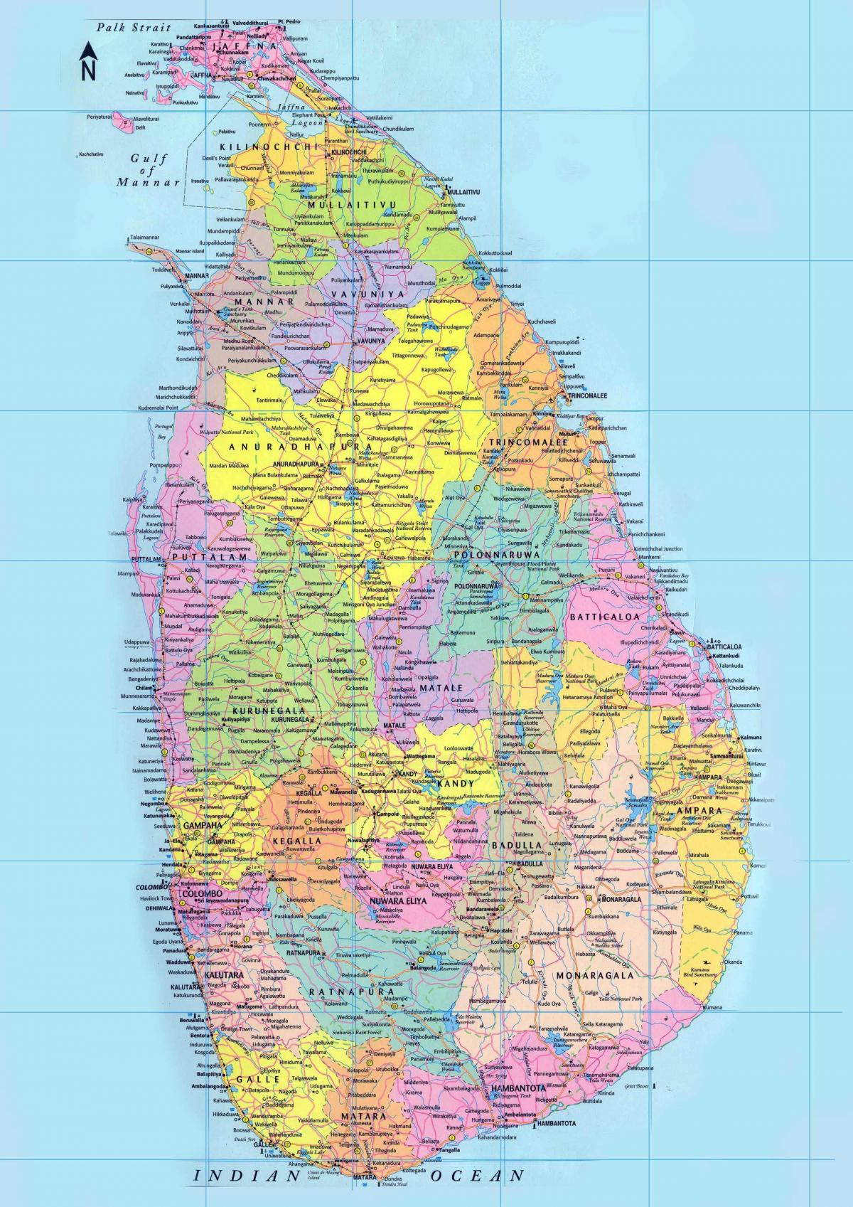 詳しい地図は、スリランカの道路