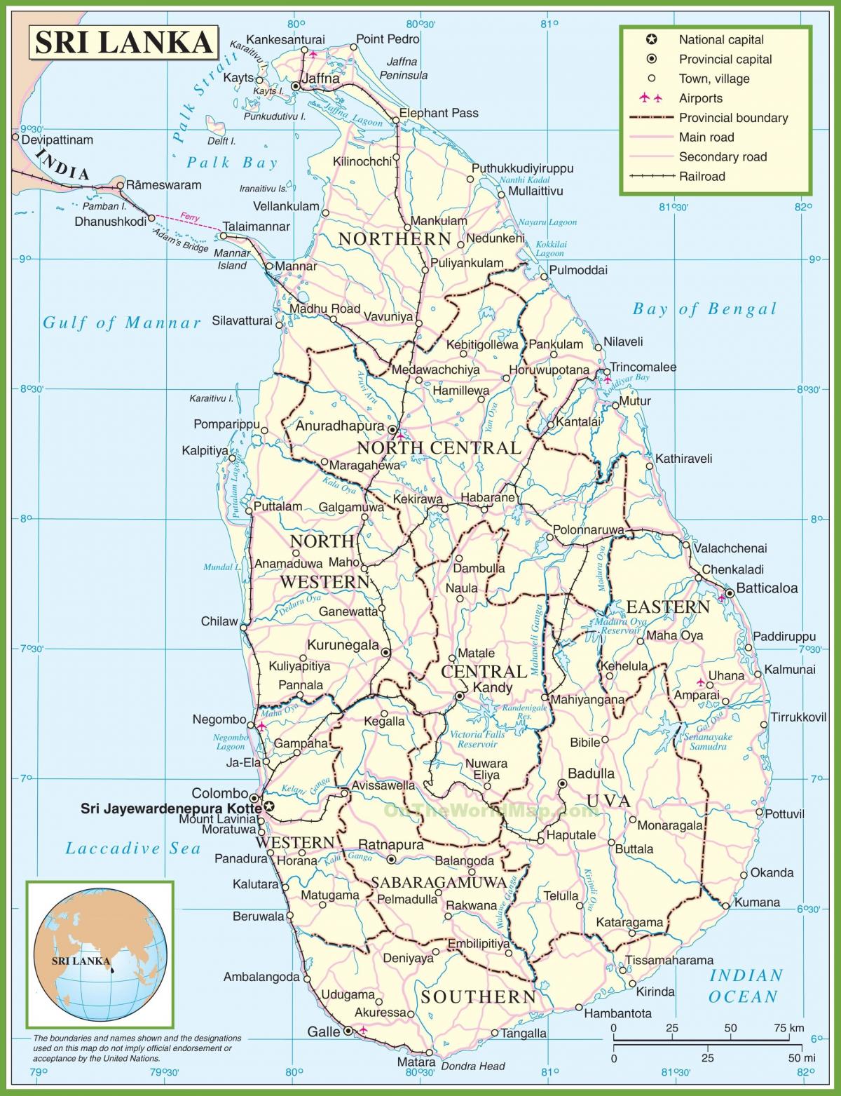 地図のスリランカ