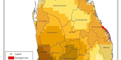 地図のスリランカの人口密度