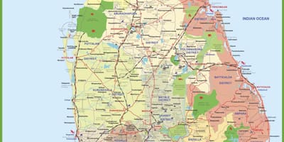 地図のスリランカの村