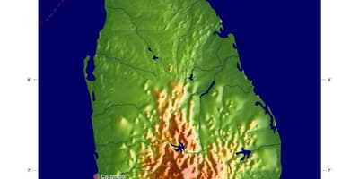 地図のスリランカの標高