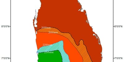 スリランカの気候ゾーンの地図