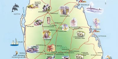 観光名所のスリランカの地図
