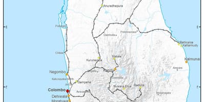 電車のルートスリランカの地図