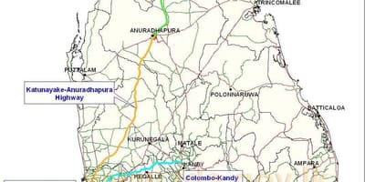 新しい高速道路地図、スリランカ