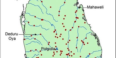 地図のスリランカganga