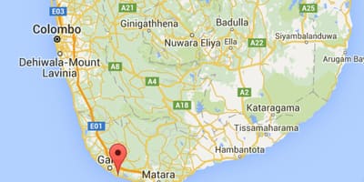 スリランカの南部海岸地図