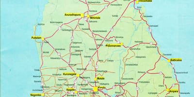地図の観光マップのスリランカの道路